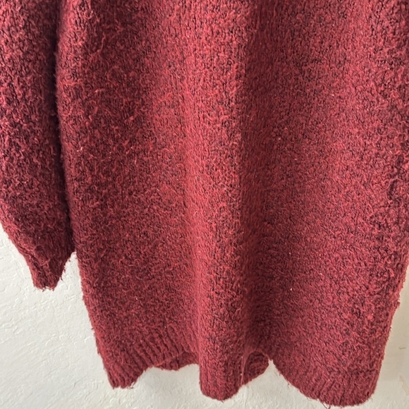 Anthropologie Red Long Line Open Front Sherpa Teddy Cardigan No Pockets M - Picture 9 of 9